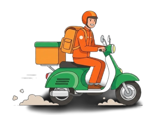 Delivery person on bicycle